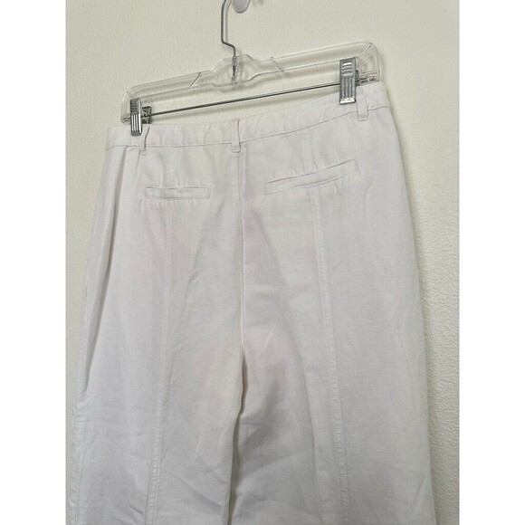Sundance Linen Straight Leg Pants Trouser Full Length Lined White Women's Size 8 - Picture 8 of 9